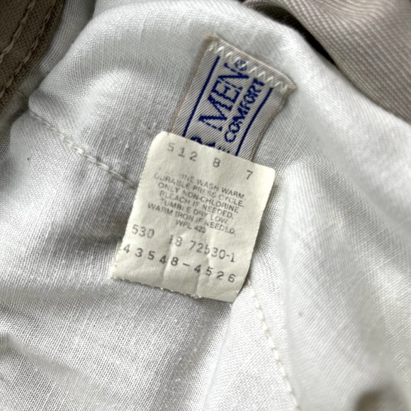 Levis Skosh Pants Mens 33 Tan Chino Khaki Straight Leg White Tab Made in USA 80s - Picture 8 of 14